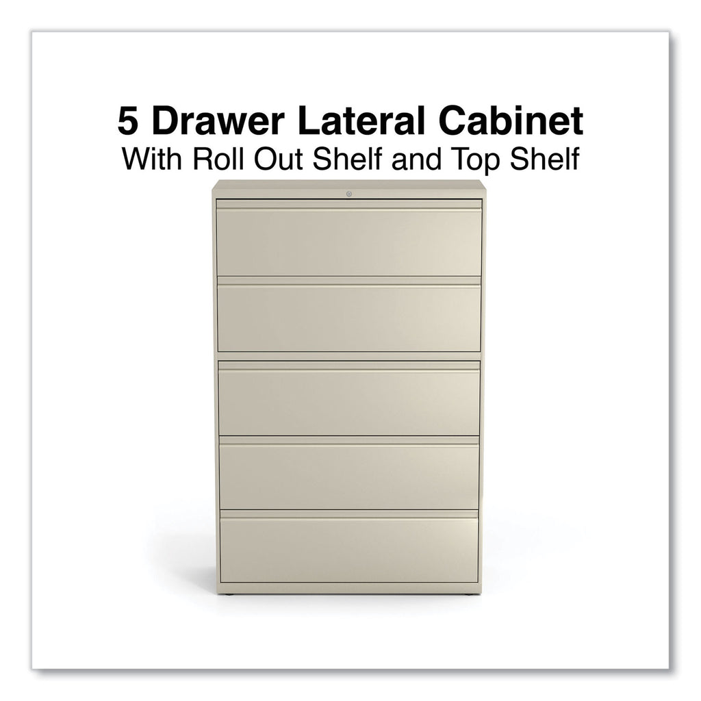 Lateral File, 5 Legal/Letter/A4/A5-Size File Drawers, Putty, 42" x 18.63" x 67.63