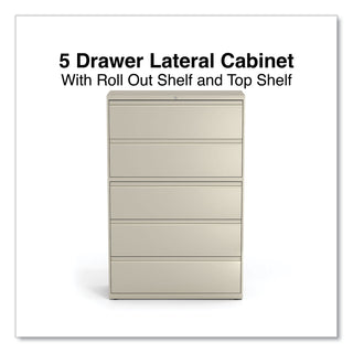 Lateral File, 5 Legal/Letter/A4/A5-Size File Drawers, Putty, 42" x 18.63" x 67.63