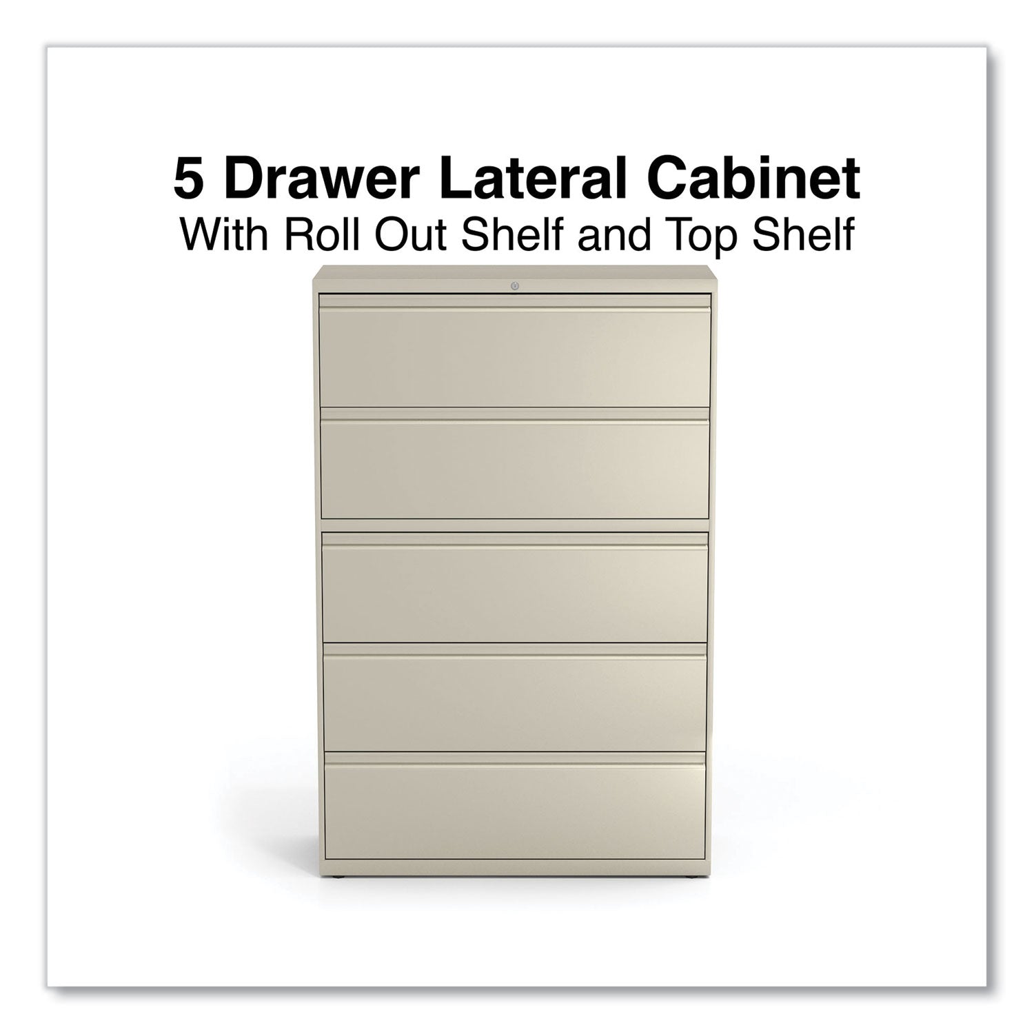 Lateral File, 5 Legal/Letter/A4/A5-Size File Drawers, Putty, 42" x 18.63" x 67.63