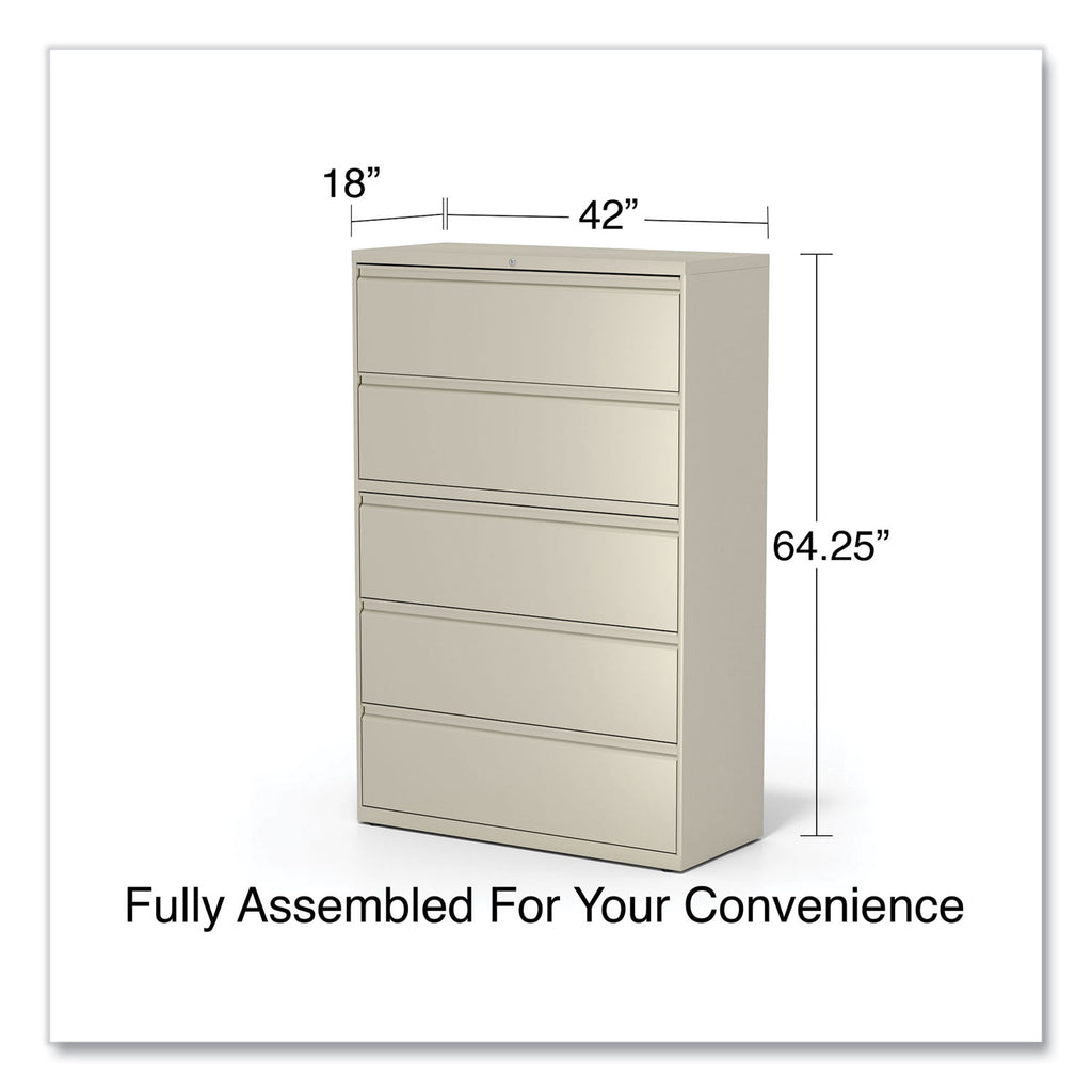 Lateral File, 5 Legal/Letter/A4/A5-Size File Drawers, Putty, 42" x 18.63" x 67.63