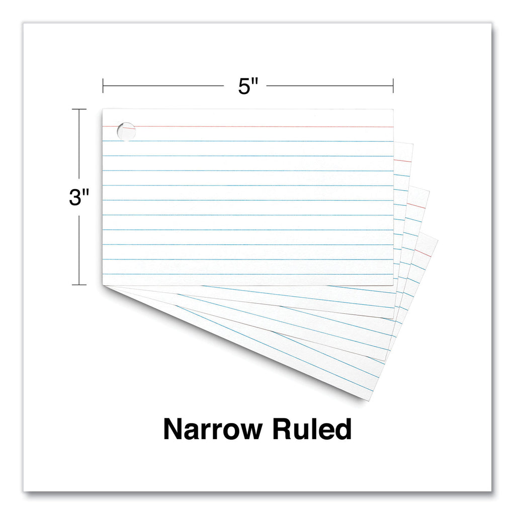 Ring Index Cards, Ruled, 3 x 5, White, 100/Pack