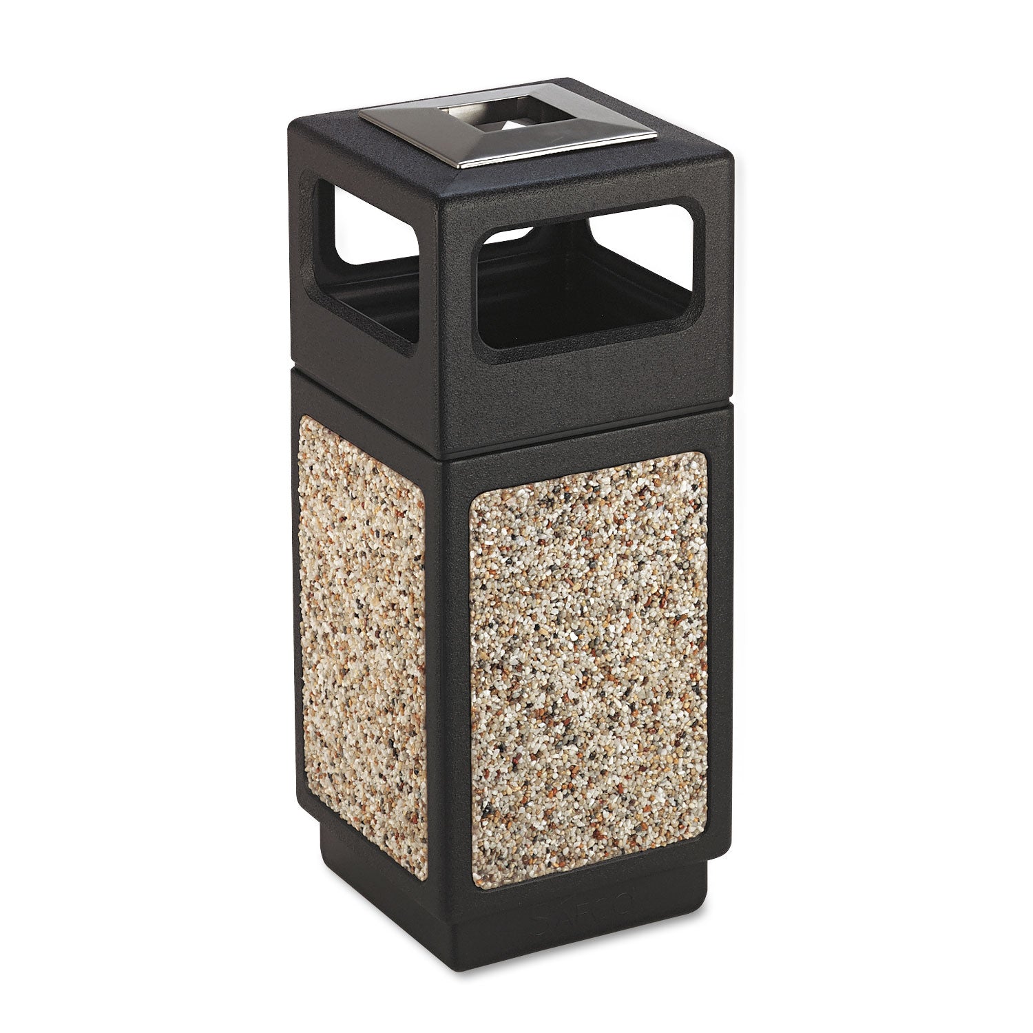 Canmeleon Aggregate Panel Receptacles, 15 gal, Polyethylene/Stainless Steel, Black - 