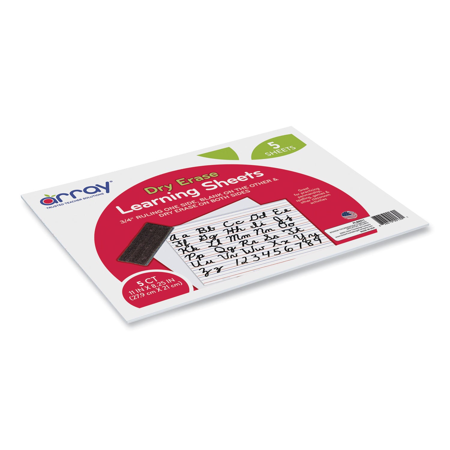 GoWrite! Dry Erase Learning Boards, 8.25 x 11, White Surface, 5/Pack - 