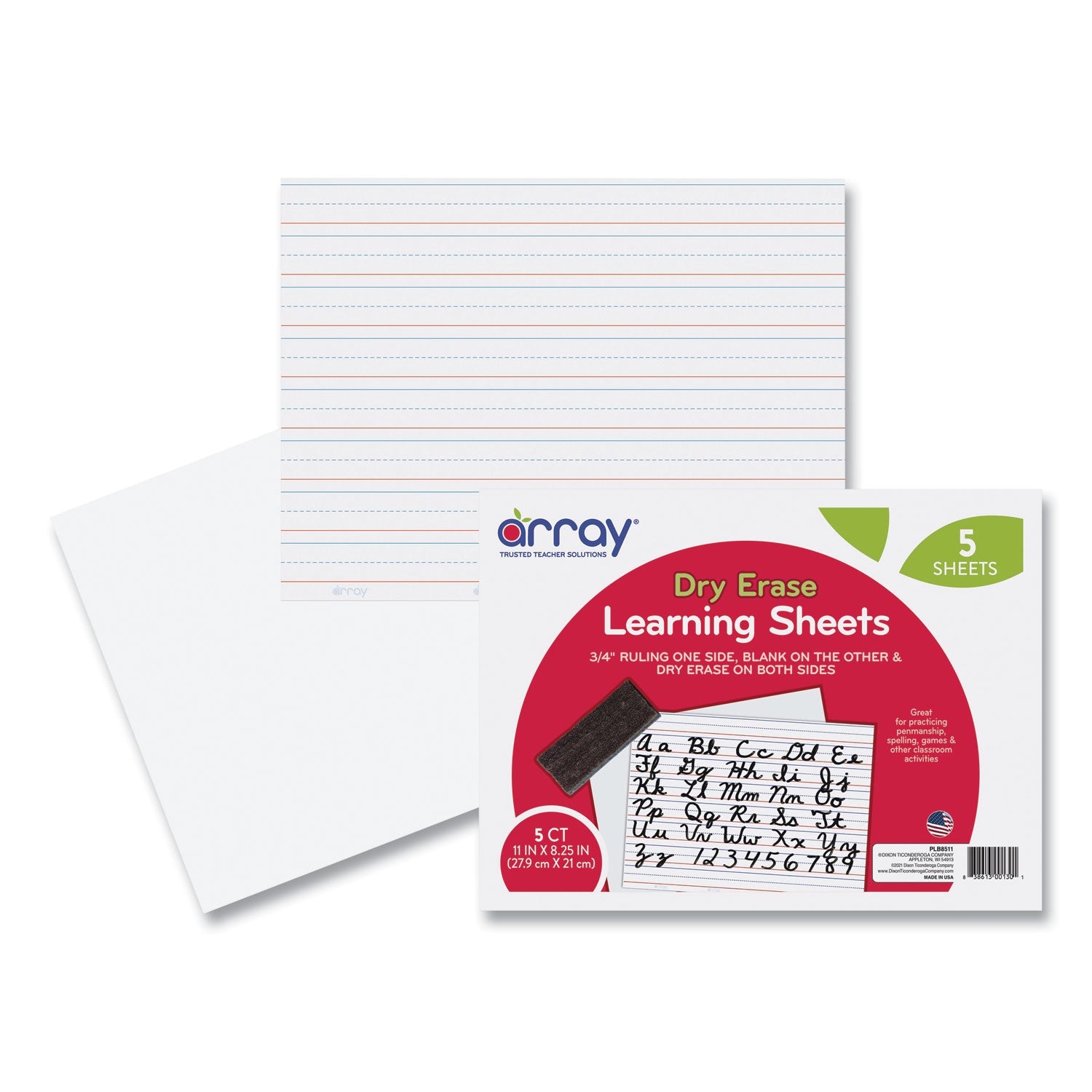 GoWrite! Dry Erase Learning Boards, 8.25 x 11, White Surface, 5/Pack - 