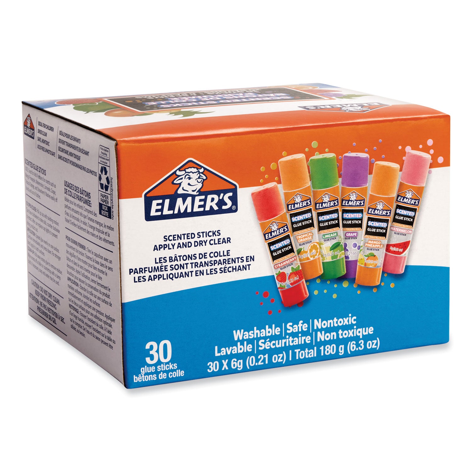 Clear School Glue Stick, Scented, Assorted, 0.21 oz, Dries Clear, 30/Pack - 4