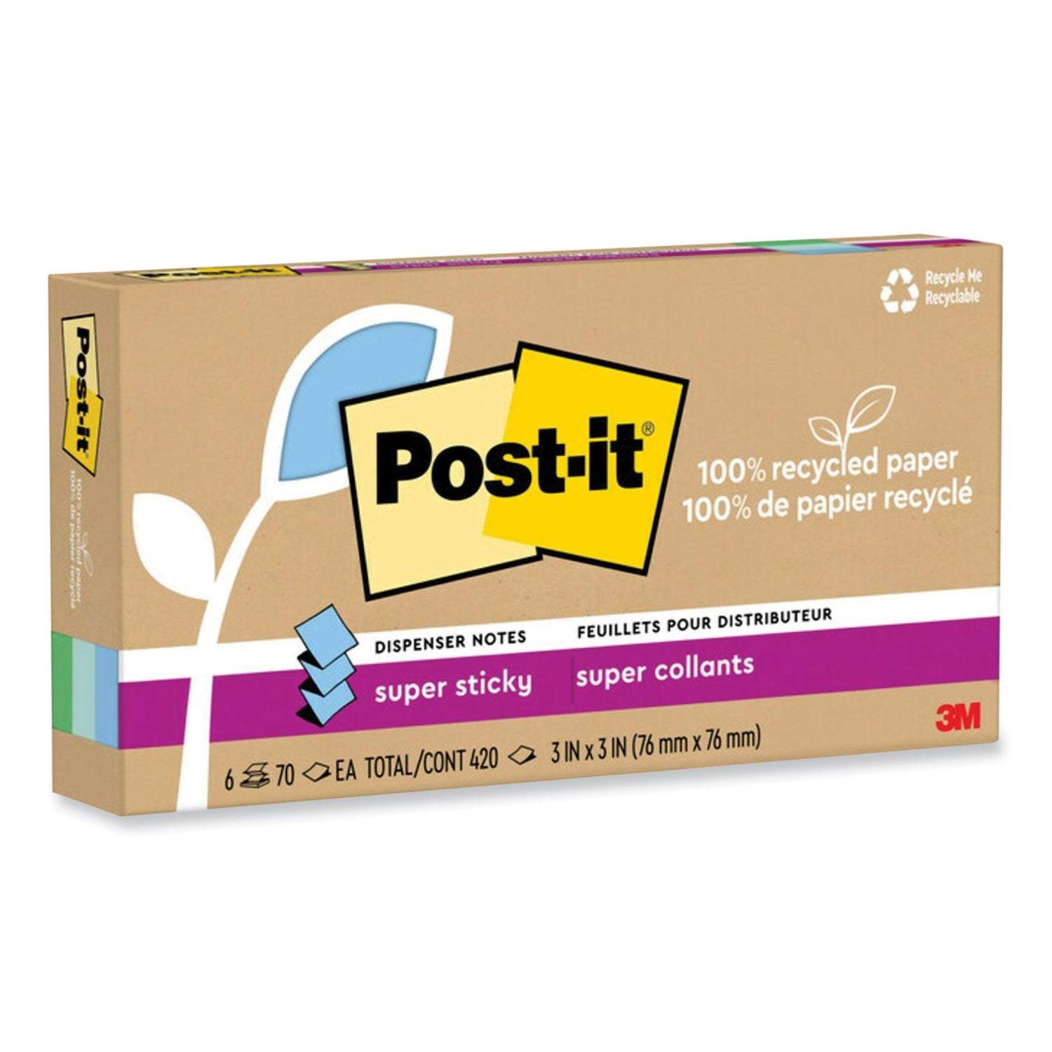 100%-recycled-paper-super-sticky-notes-3-x-3-oasis-70-sheets-pad-6-pads-pack_mmmr330r6sst - 2