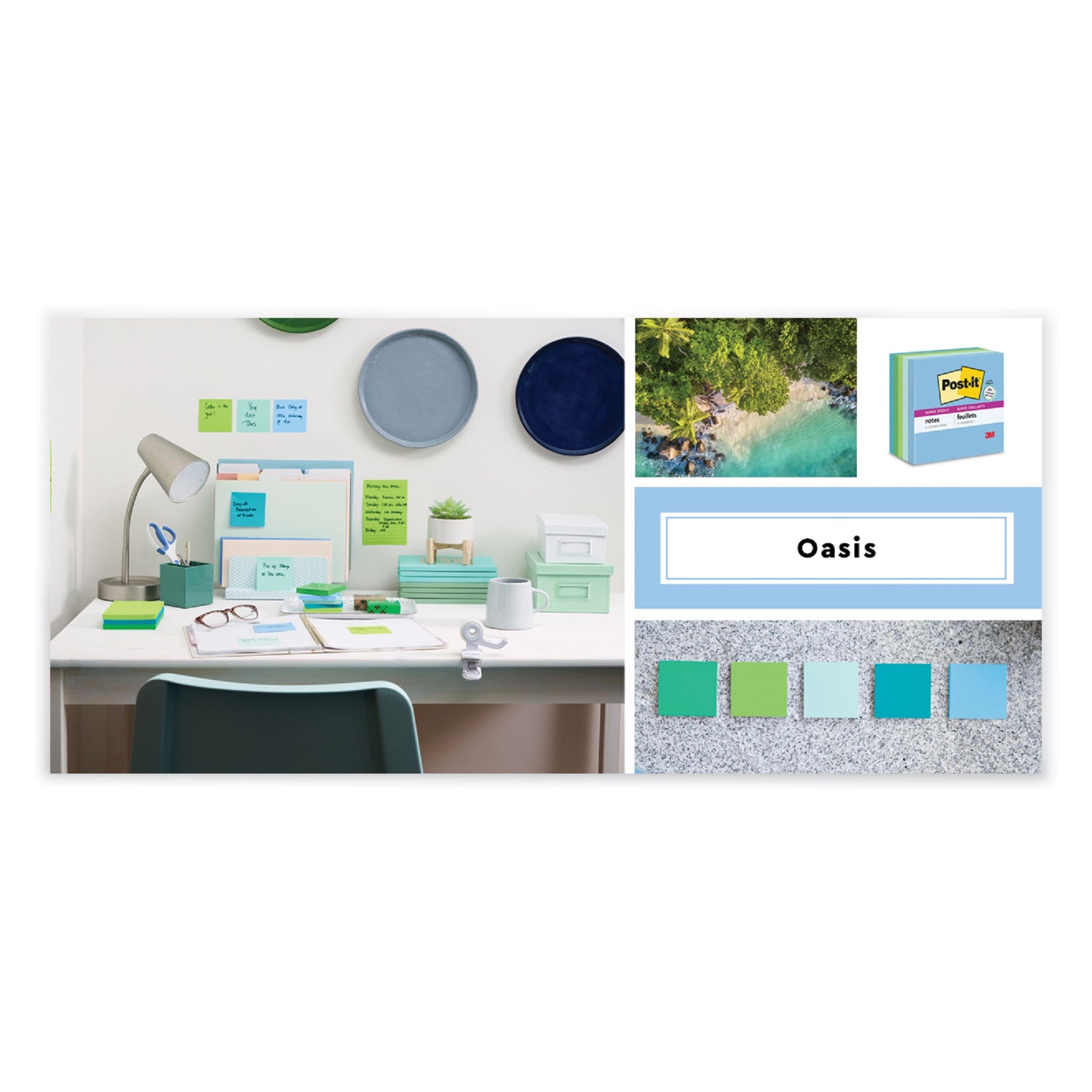 100%-recycled-paper-super-sticky-notes-ruled-4-x-6-oasis-45-sheets-pad-4-pads-pack_mmm4621r4sst - 4