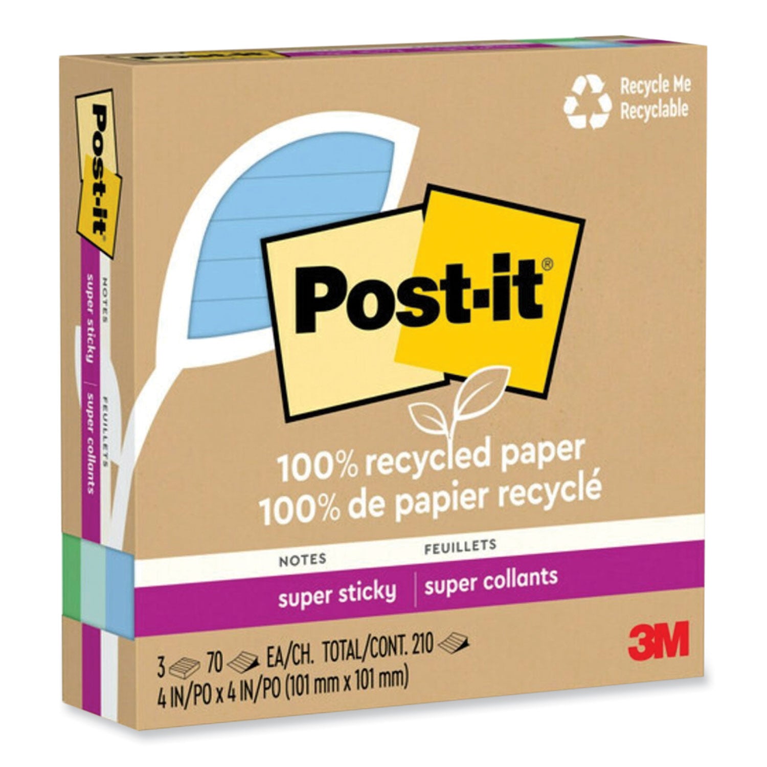 100%-recycled-paper-super-sticky-notes-ruled-4-x-4-oasis-70-sheets-pad-3-pads-pack_mmm675r3sst - 2