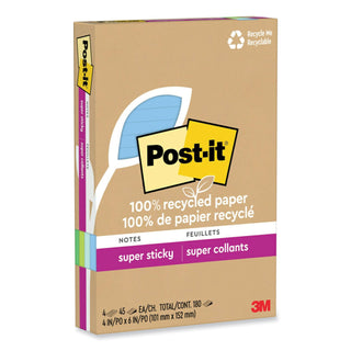 100%-recycled-paper-super-sticky-notes-ruled-4-x-6-oasis-45-sheets-pad-4-pads-pack_mmm4621r4sst - 2