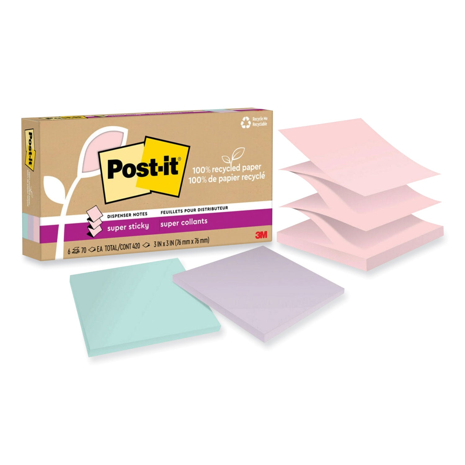 100%-recycled-paper-super-sticky-notes-3-x-3-wanderlust-pastels-70-sheets-pad-6-pads-pack_mmmr330r6ssnrp - 1