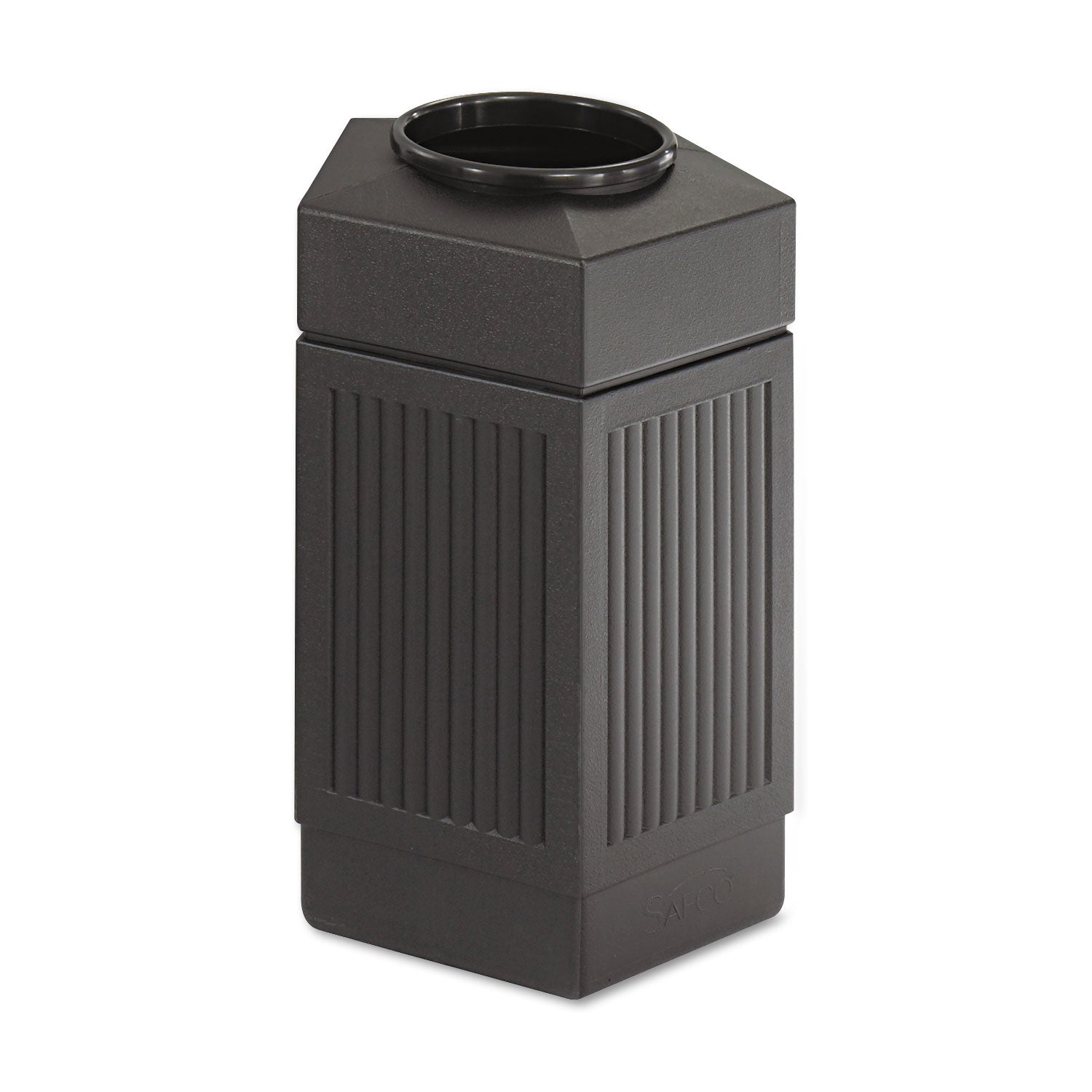 Canmeleon Indoor/Outdoor Pentagon Receptacle, 30 gal, Polyethylene, Black - 