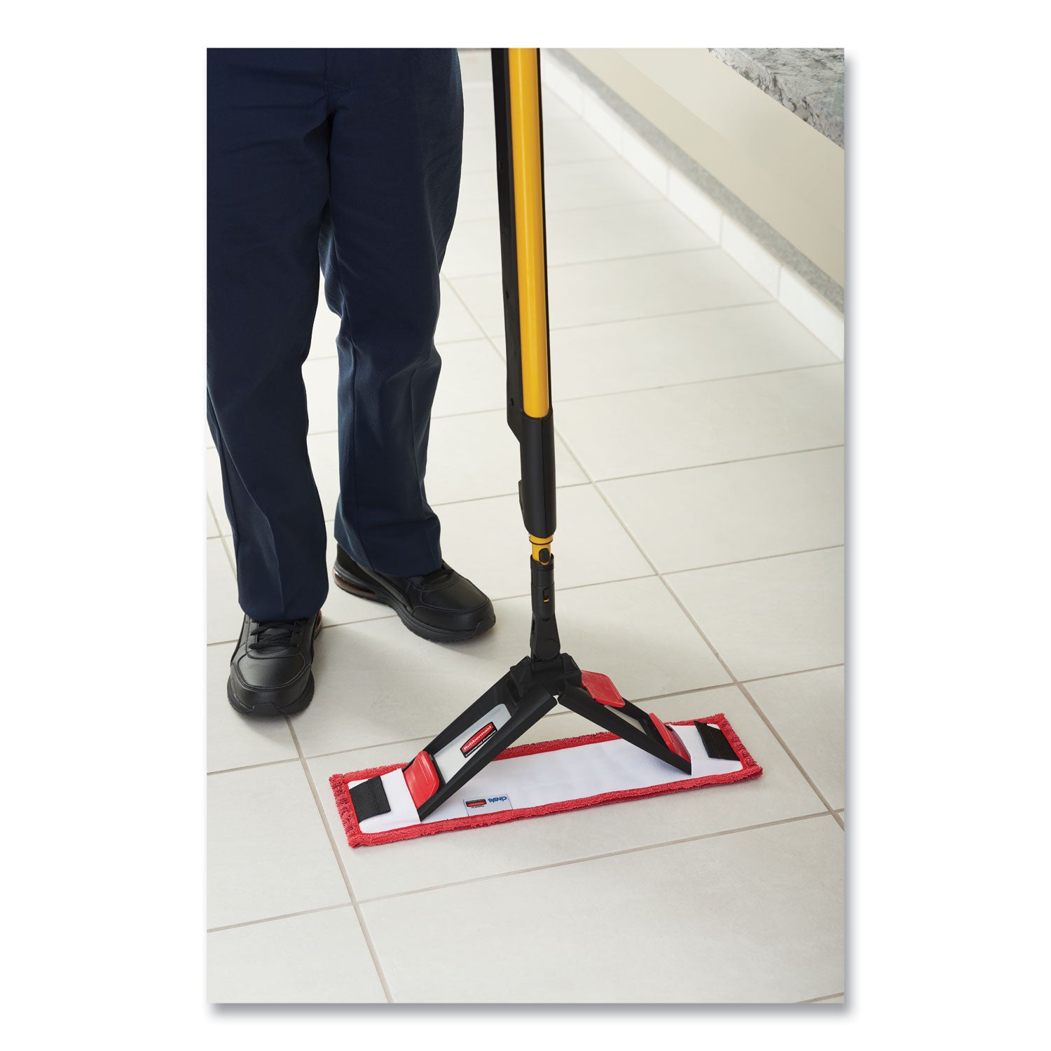 Rubbermaid Commercial Adaptable Flat Mop Microfiber Pad - 19.5" Length x 5.5" Depth - MicroFiber - Red - 1Each - 5