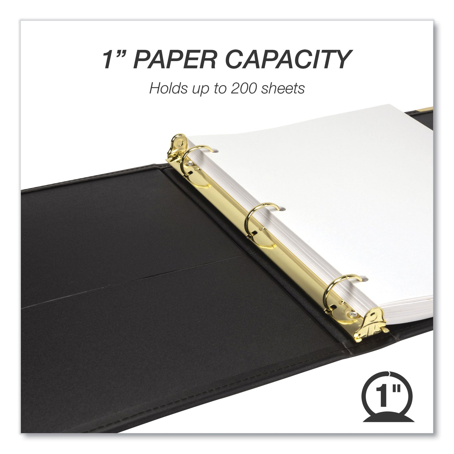 Classic Collection Ring Binder, 3 Rings, 1" Capacity, 11 x 8.5, Black
