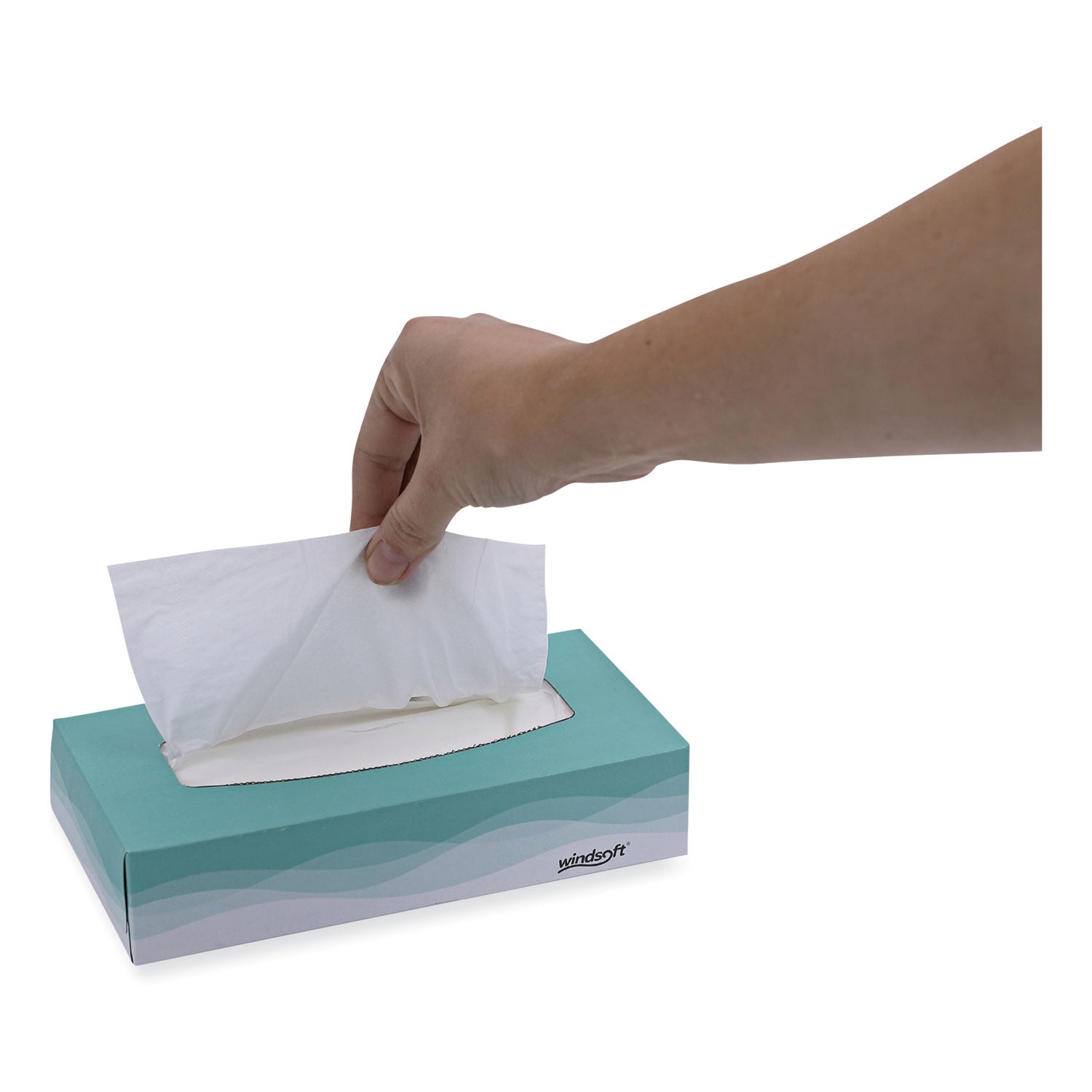 Facial Tissue, 2 Ply, White, Flat Pop-Up Box, 100 Sheets/Box, 30 Boxes/Carton - 