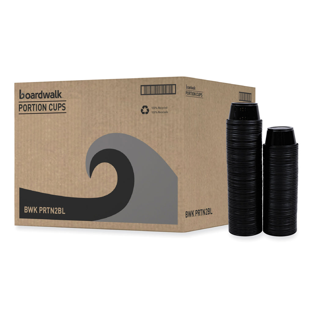 Souffle/Portion Cups, 2 oz, Polypropylene, Black, 125 Cups/Sleeve, 20 Sleeves/Carton
