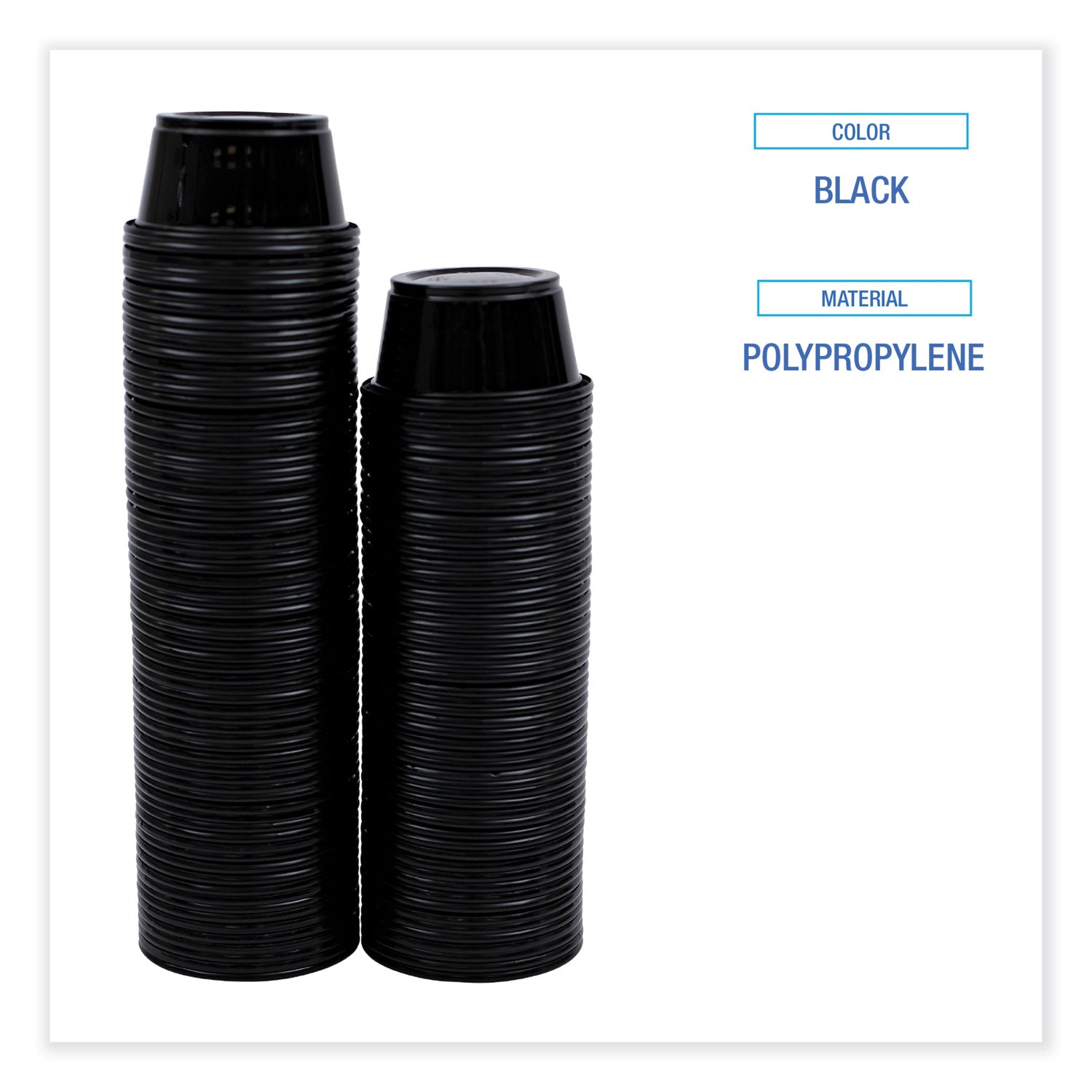 Souffle/Portion Cups, 2 oz, Polypropylene, Black, 125 Cups/Sleeve, 20 Sleeves/Carton