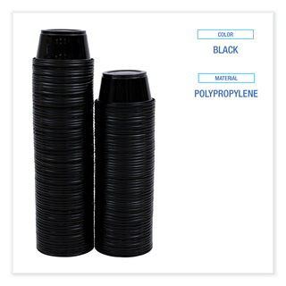 Souffle/Portion Cups, 2 oz, Polypropylene, Black, 125 Cups/Sleeve, 20 Sleeves/Carton