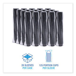 Souffle/Portion Cups, 2 oz, Polypropylene, Black, 125 Cups/Sleeve, 20 Sleeves/Carton