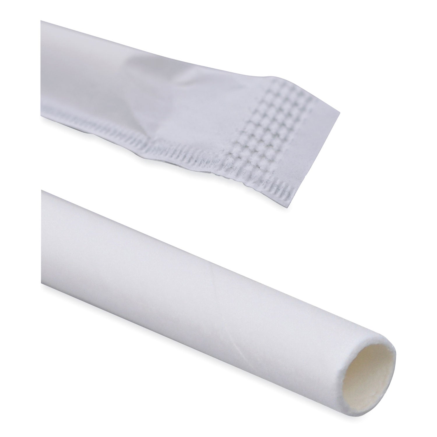 Individually Wrapped Paper Straws, 7.75" x 0.25", White, 3,200/Carton - 6