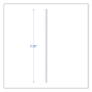 Individually Wrapped Paper Straws, 7.75" x 0.25", White, 3,200/Carton - 2