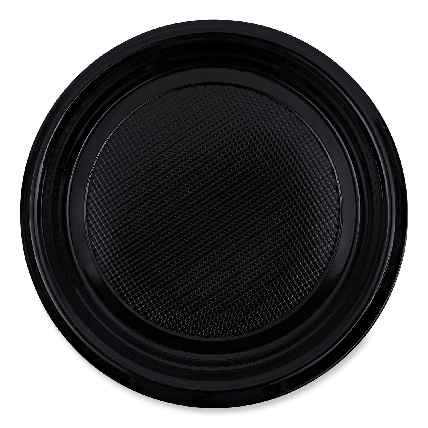 Hi-Impact Plastic Dinnerware, Plate, 9" dia, Black, 500/Carton