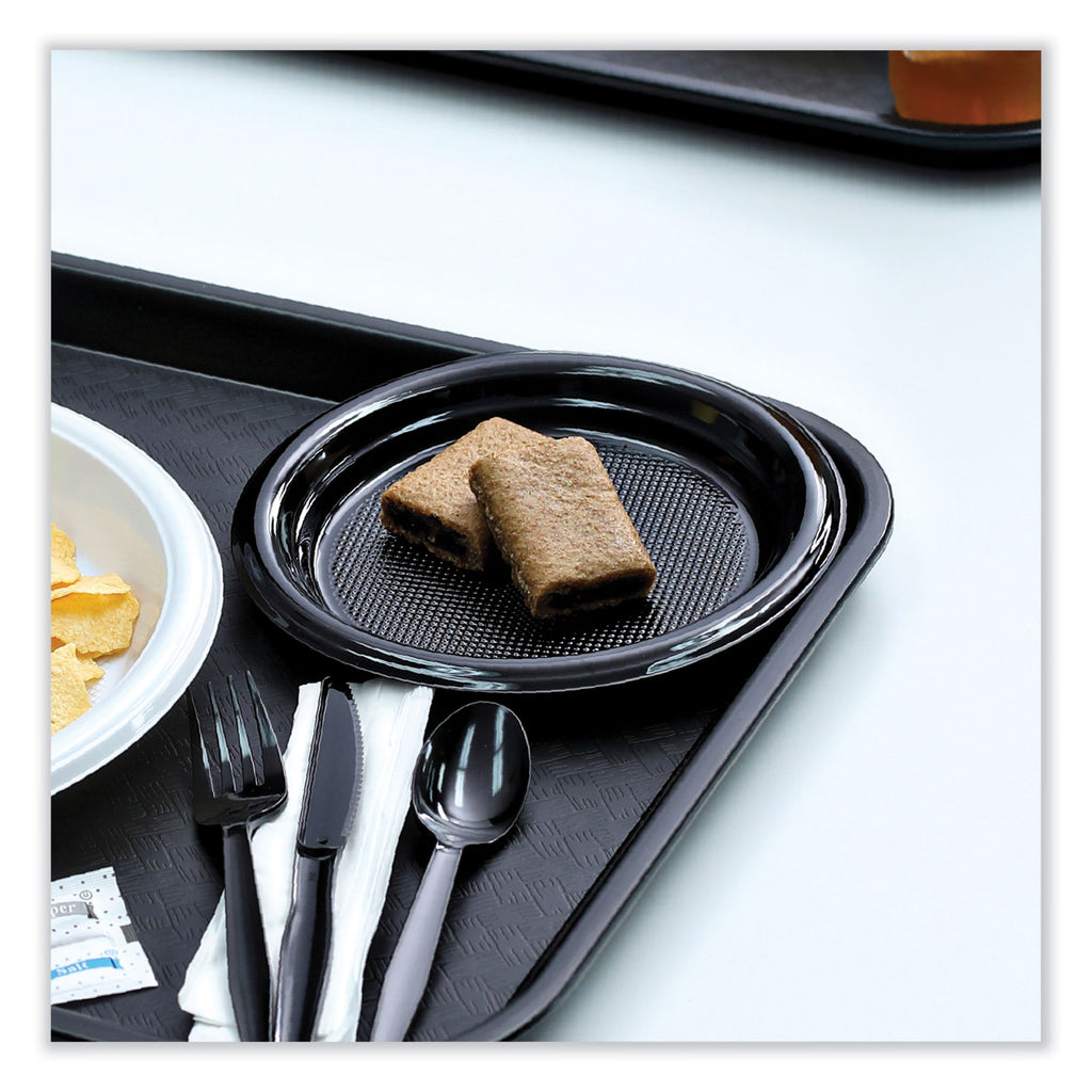 Hi-Impact Plastic Dinnerware, Plate, 9" dia, Black, 500/Carton