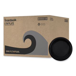 Hi-Impact Plastic Dinnerware, Plate, 6" dia, Black, 1,000/Carton