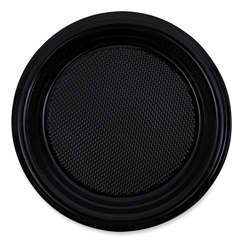 Hi-Impact Plastic Dinnerware, Plate, 6" dia, Black, 1,000/Carton
