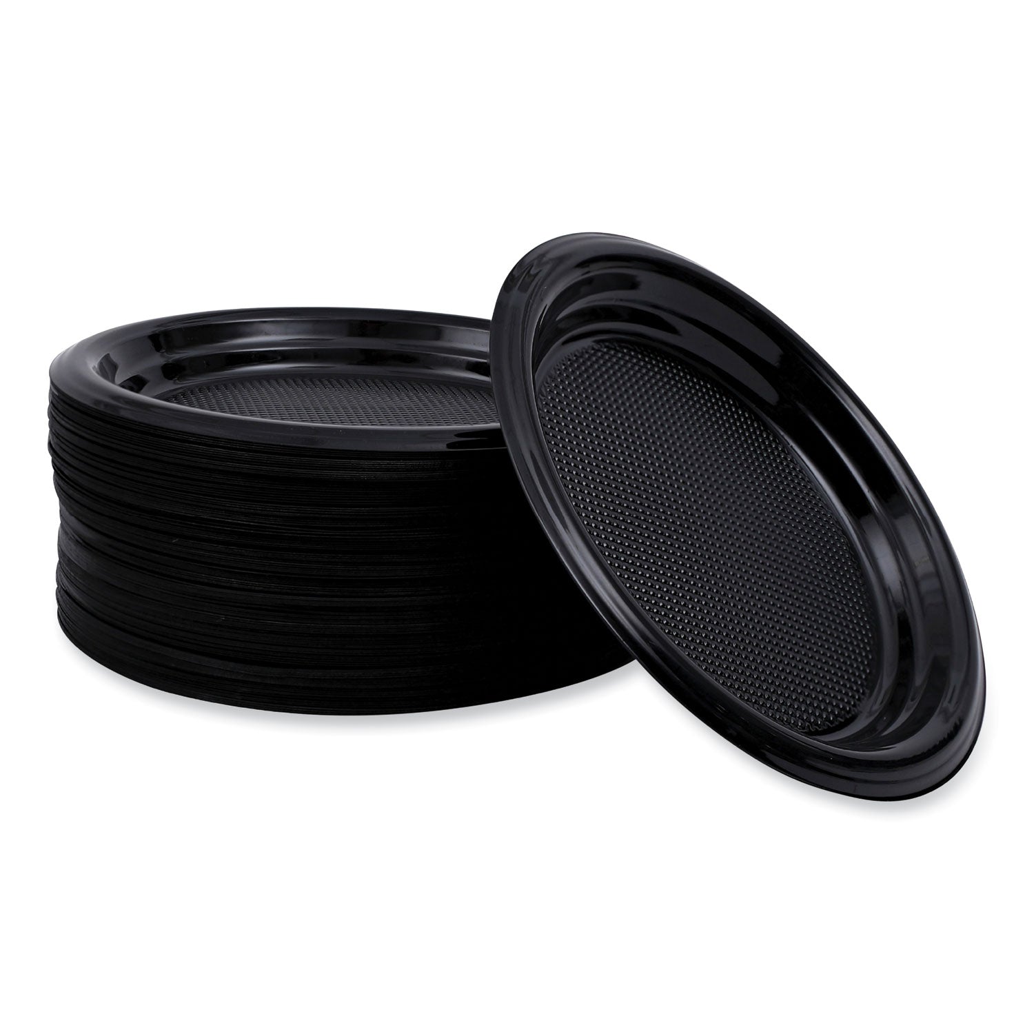 Hi-Impact Plastic Dinnerware, Plate, 6" dia, Black, 1,000/Carton