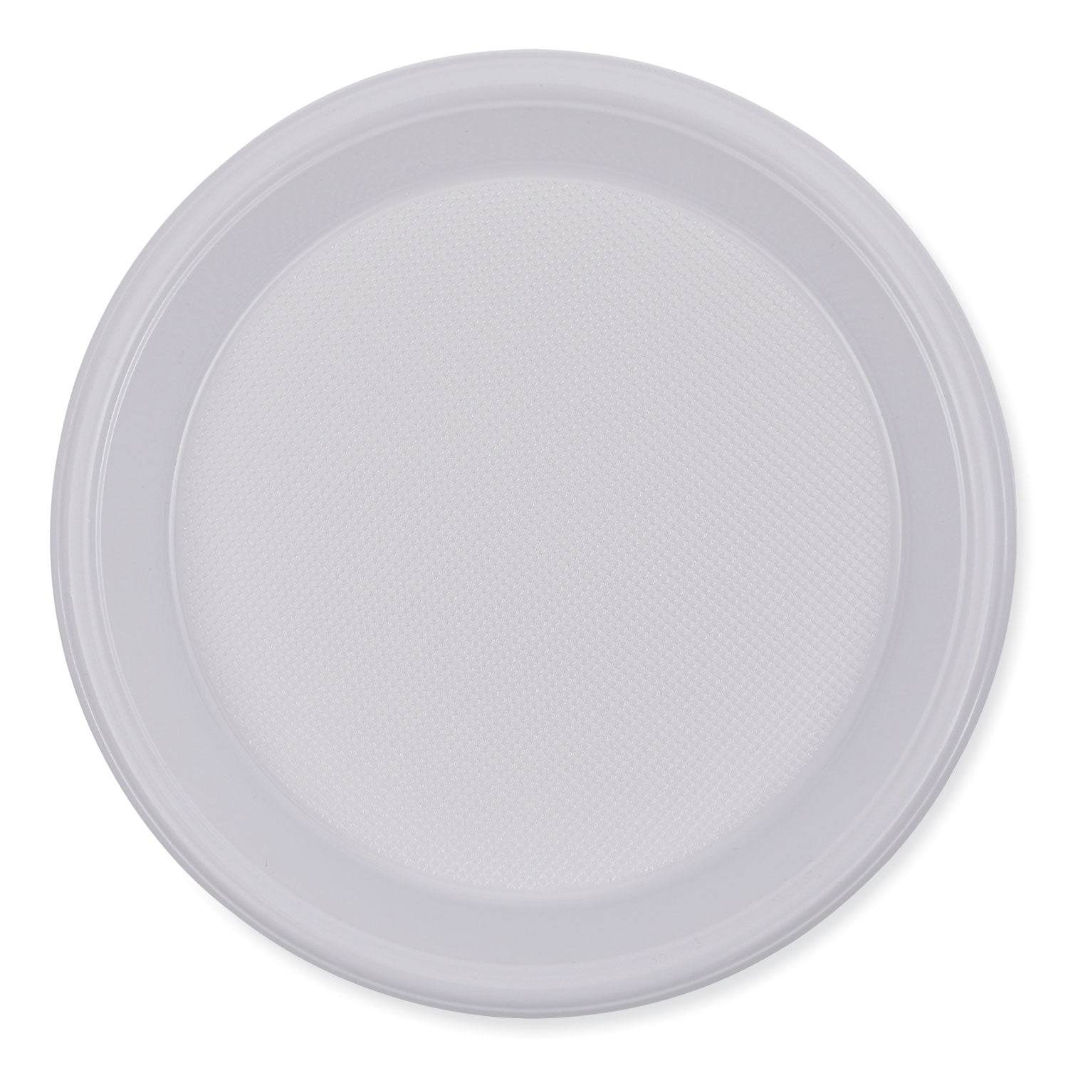 Hi-Impact Plastic Dinnerware, Plate, 10" dia, White, 500/Carton