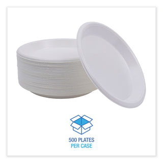 Hi-Impact Plastic Dinnerware, Plate, 10" dia, White, 500/Carton