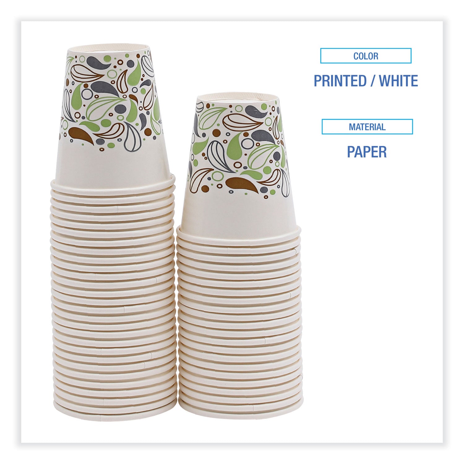 Deerfield Printed Paper Cold Cups, 12 oz, 50 Cups/Sleeve, 20 Sleeves/Carton