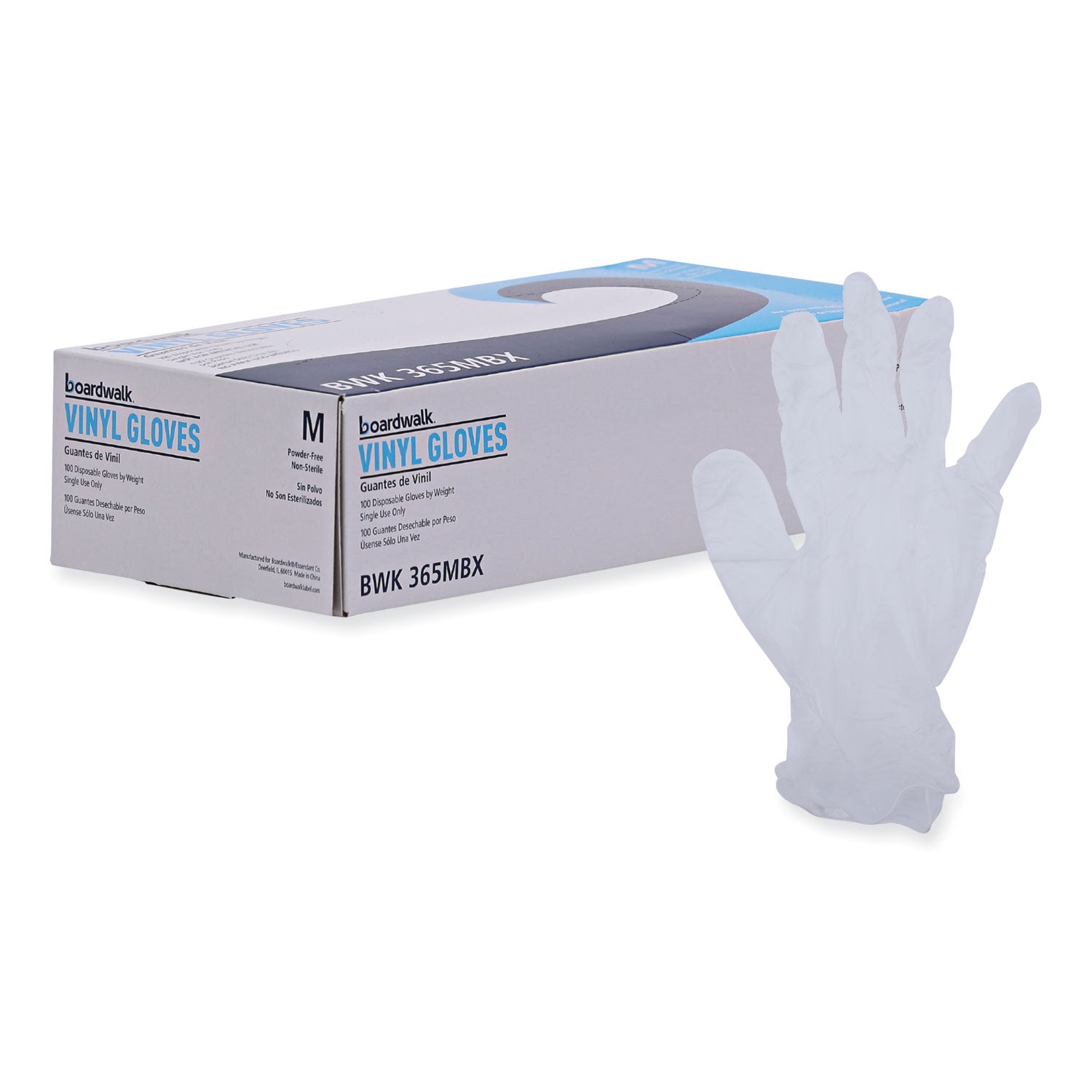 General Purpose Vinyl Gloves, Powder/Latex-Free, 2.6 mil, Medium, Clear, 100/Box - 