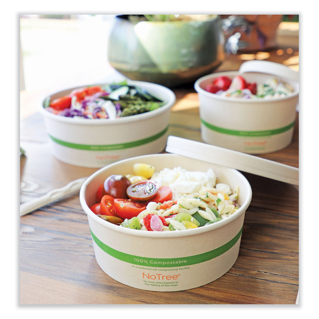 No Tree Wide Paper Bowls, 24 oz, 5.9" Diameter x 2.4"h, Natural, Sugarcane, 300/Carton