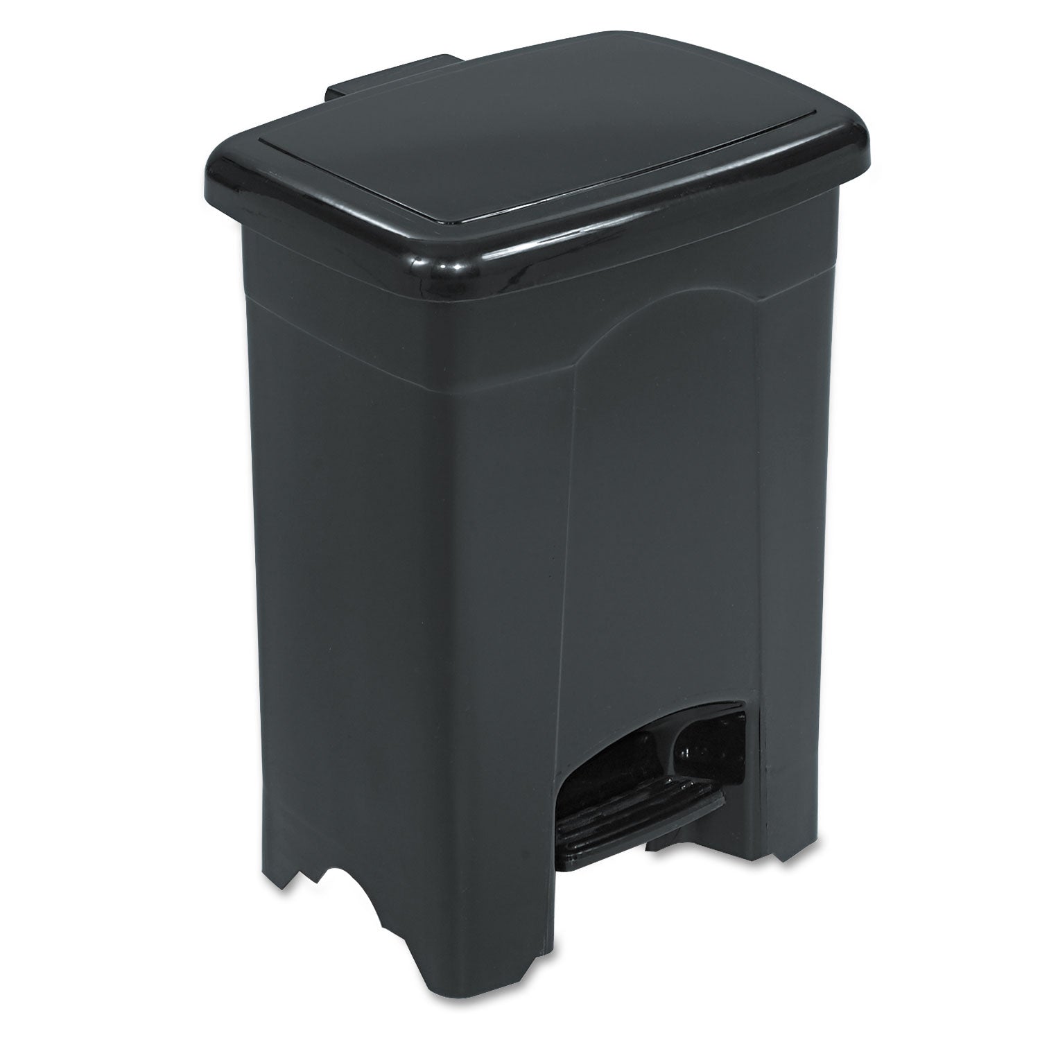 Plastic Step-On Receptacle, 4 gal, Plastic, Black - 