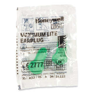 MAXIMUM Lite Single-Use Earplugs, Cordless, 30NRR, Green, 200 Pairs - 