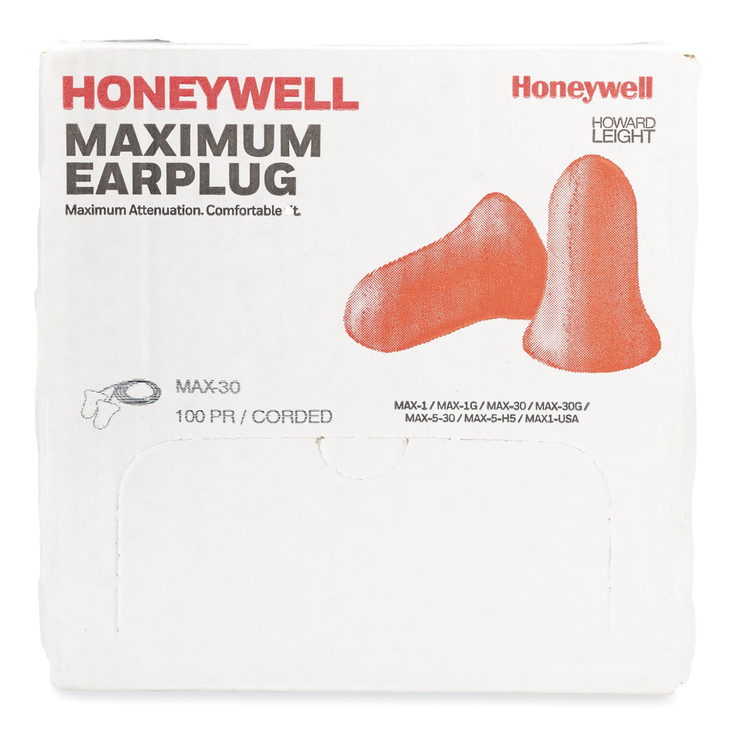 MAXIMUM Single-Use Earplugs, Corded, 33NRR, Coral, 100 Pairs - 