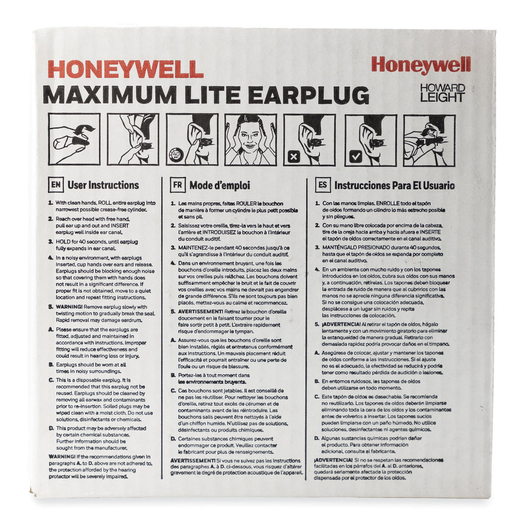 MAXIMUM Lite Single-Use Earplugs, Corded, 30NRR, Green, 100 Pairs