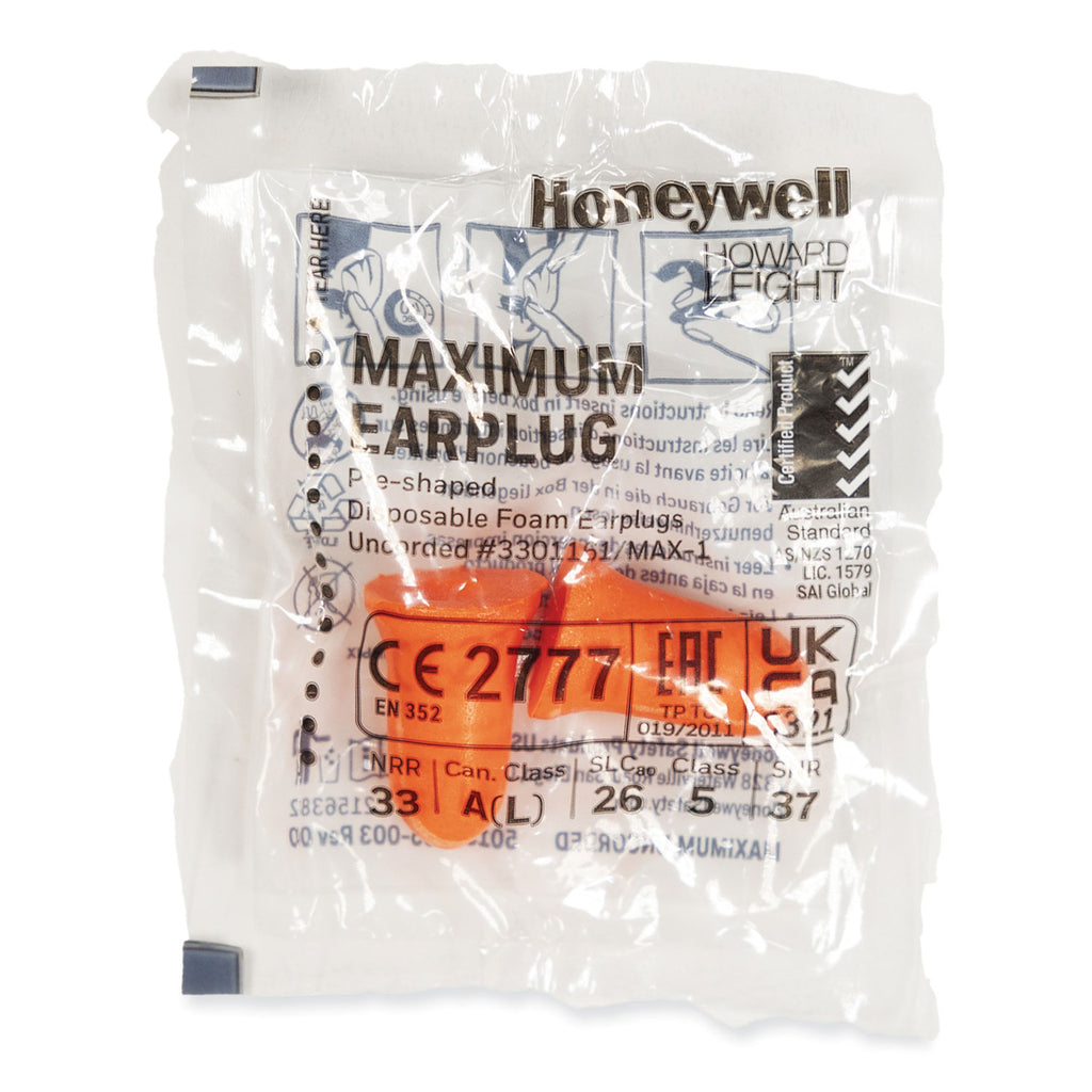 MAXIMUM Single-Use Earplugs, Cordless, 33NRR, Coral, 200 Pairs