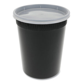 Newspring DELItainer Microwavable Container, 32 oz, 4.55 x 4.55 x 5.55, Black/Clear, Plastic, 240/Carton