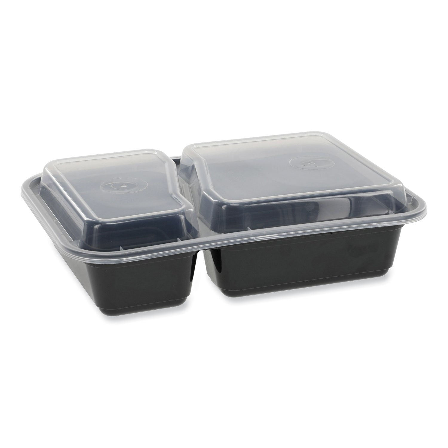newspring-versatainer-microwavable-containers-rectangular-2-compartment-30-oz-6-x-85-x-25-black-clear-plastic-150-ct_pctnc8288b - 1