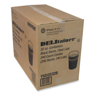 Newspring DELItainer Microwavable Container, 32 oz, 4.55 x 4.55 x 5.55, Black/Clear, Plastic, 240/Carton