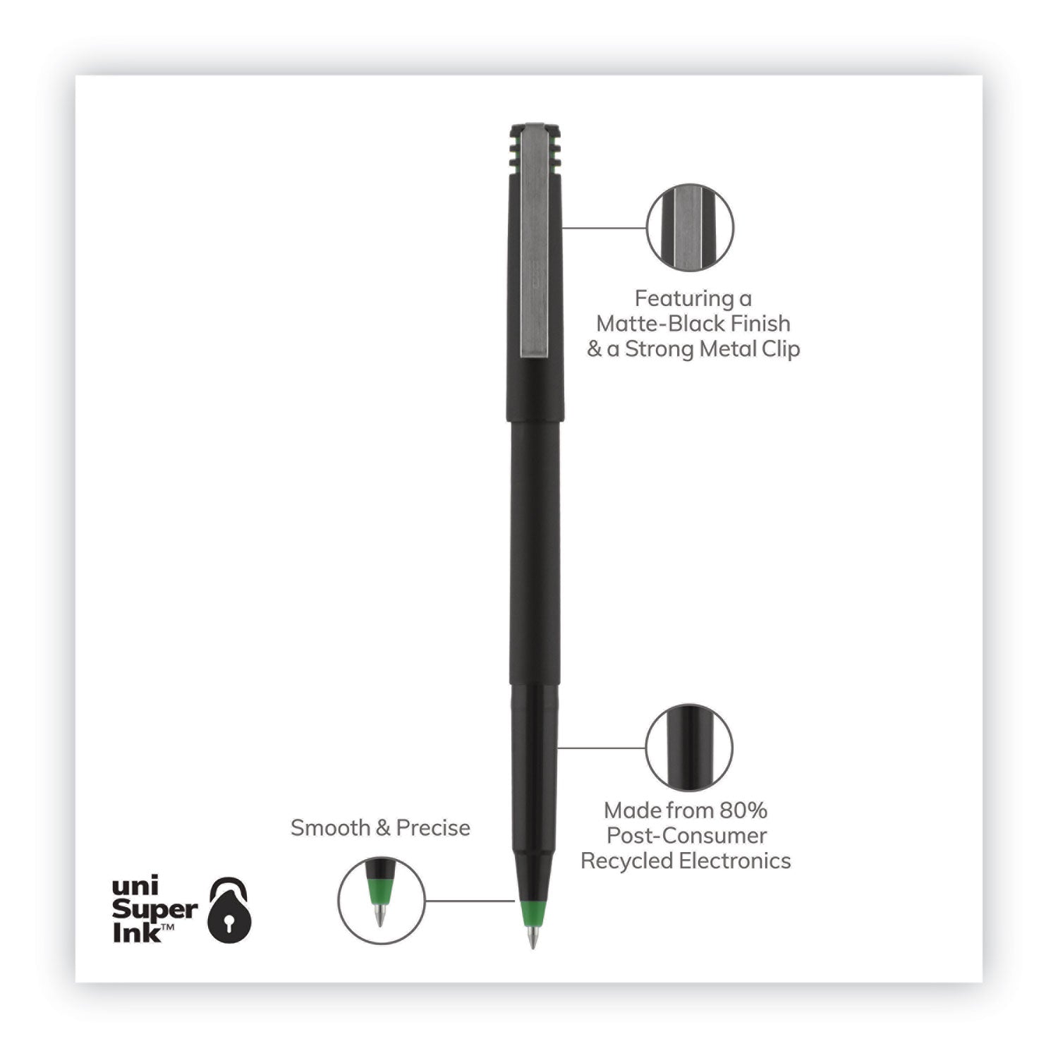 roller-ball-pen-stick-fine-07-mm-green-ink-black-green-barrel-dozen_ubc60104 - 3