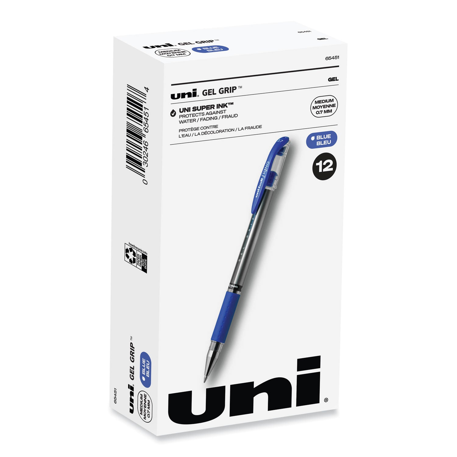 signo-grip-gel-pen-stick-medium-07-mm-blue-ink-clear-blue-silver-barrel-dozen_ubc65451 - 1