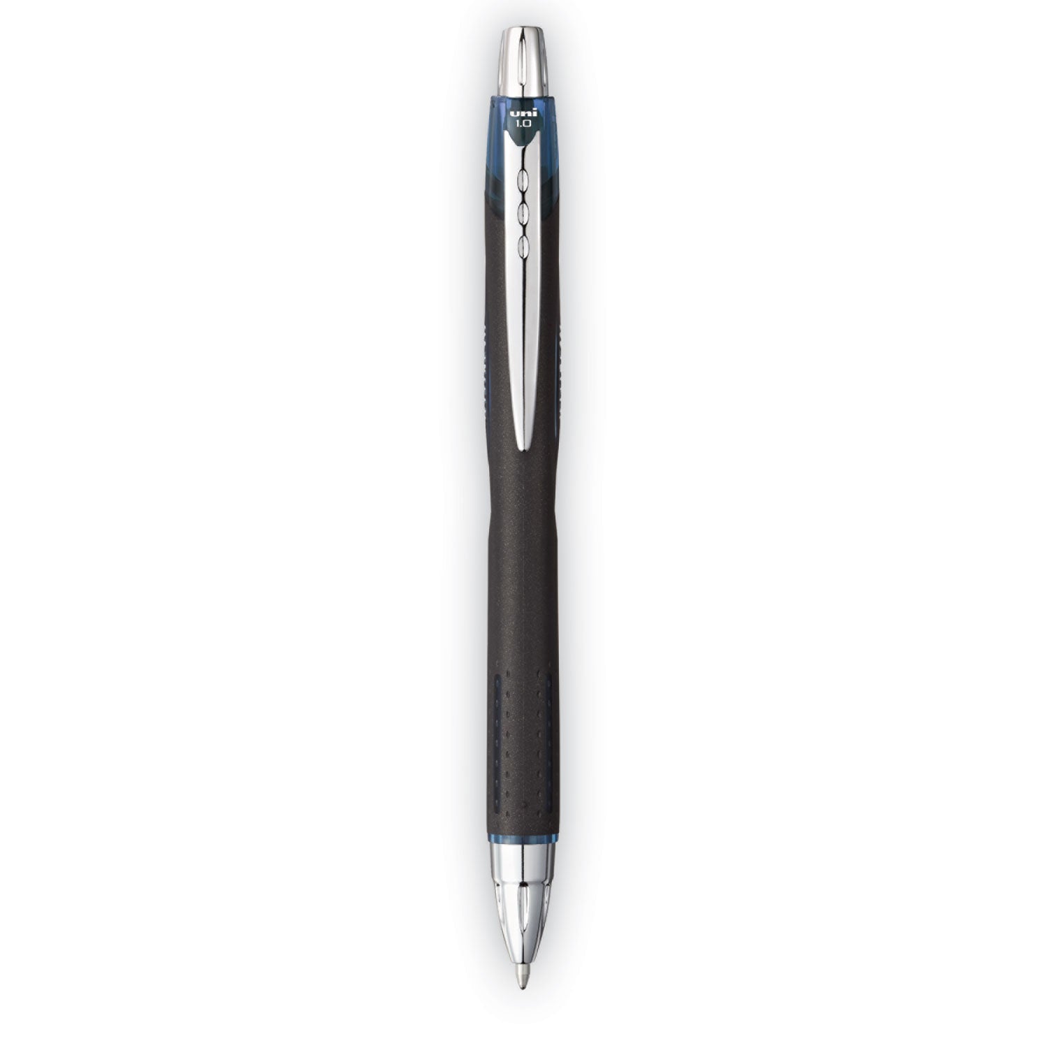 jetstream-retractable-hybrid-gel-pen-1-mm-blue-infused-black-ink-black-blue-silver-barrel_ubc1858845 - 2