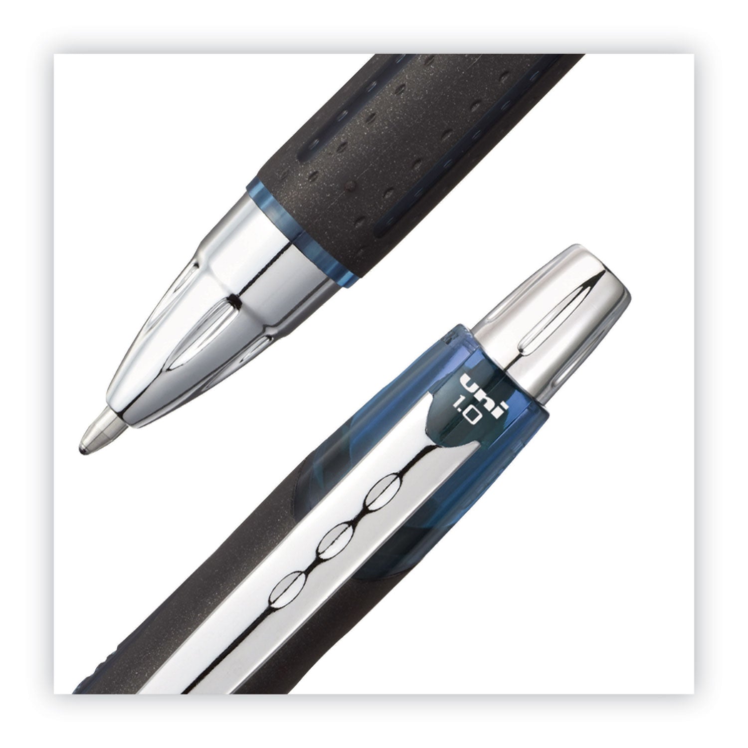 jetstream-retractable-hybrid-gel-pen-1-mm-blue-infused-black-ink-black-blue-silver-barrel_ubc1858845 - 5