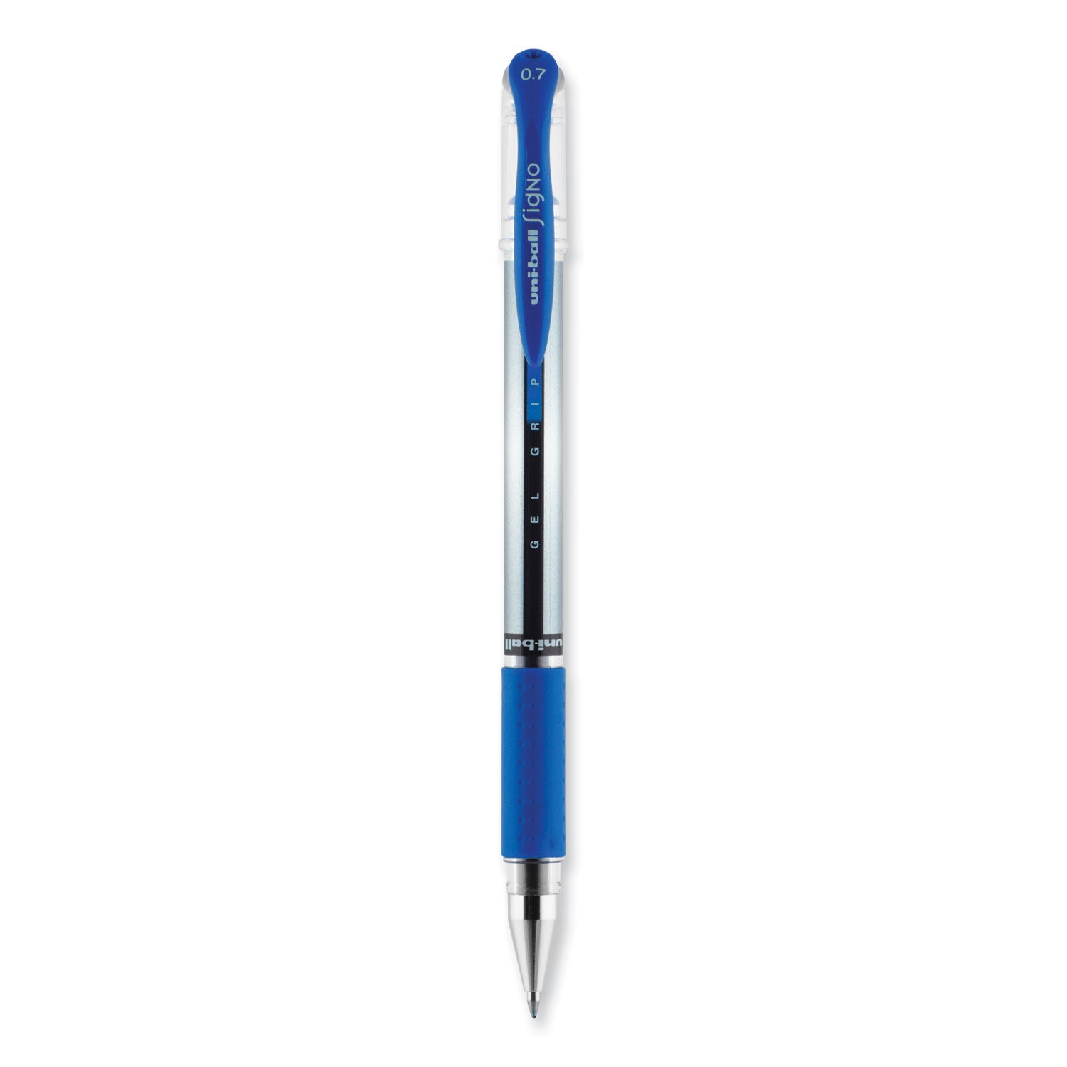 signo-grip-gel-pen-stick-medium-07-mm-blue-ink-clear-blue-silver-barrel-dozen_ubc65451 - 2