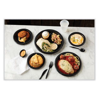 Meadoware Impact Plastic Dinnerware, Plate, 6" dia, Black, 1,000/Carton