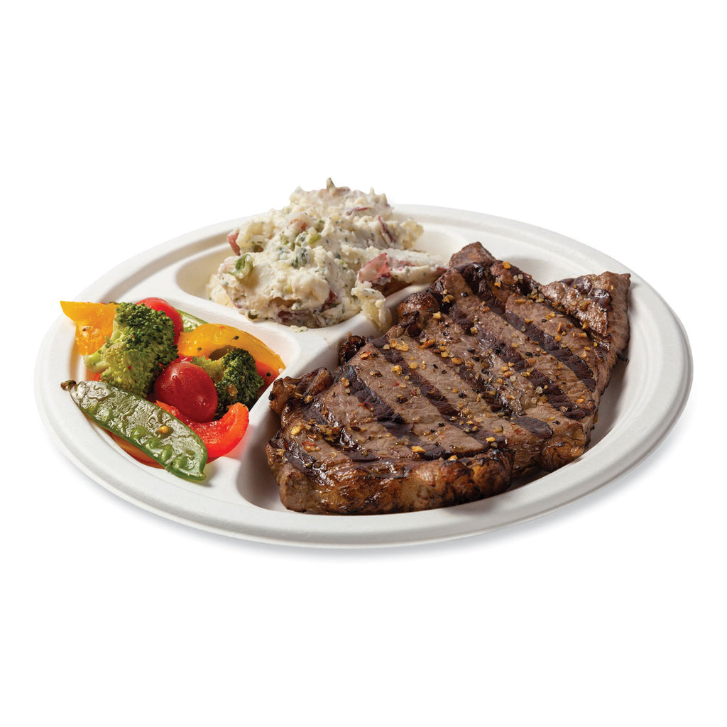 bagasse-pfas-free-dinnerware-3-compartment-plate-1024-dia-white-500-carton_rpppl11npfa - 2