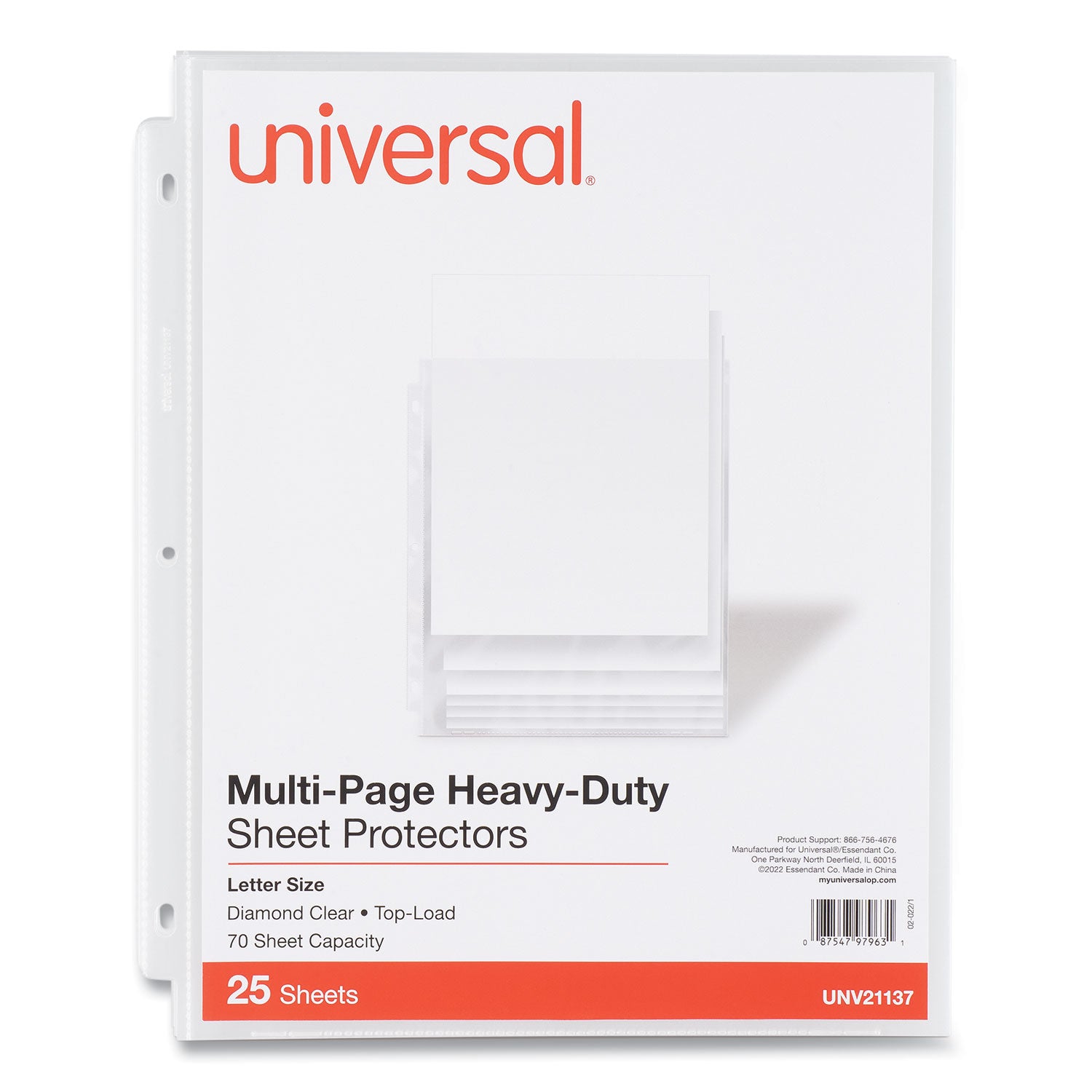 top-load-poly-sheet-protectors-heavy-gauge-letter-size-clear-25-pack_unv21137 - 1